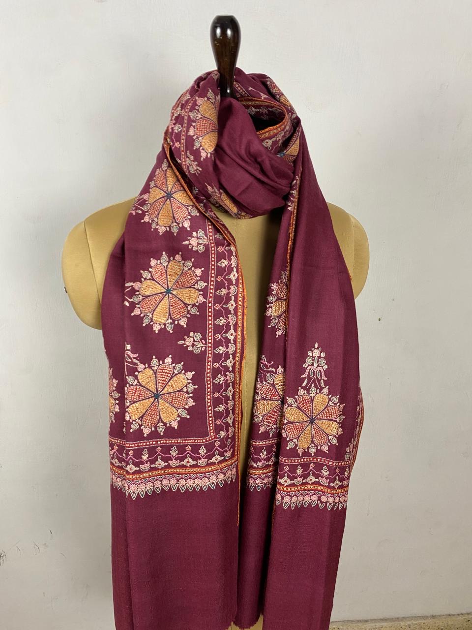Border and Booti work Pashmina